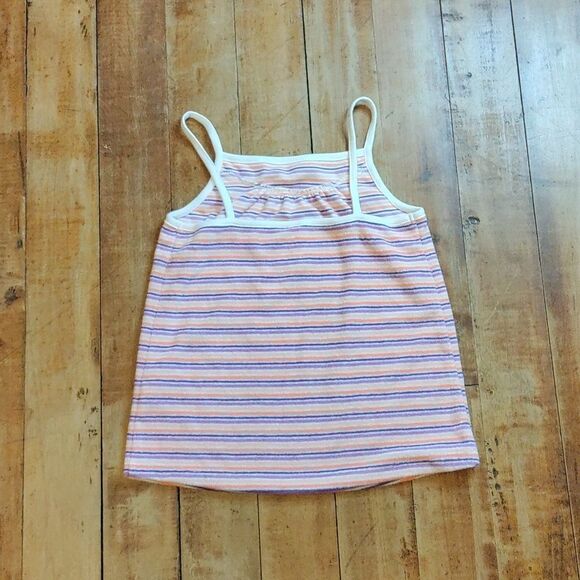 Janie and Jack Tank Top Size 7 Purple Orange Striped Terry Tank Cotton - Picture 5 of 5